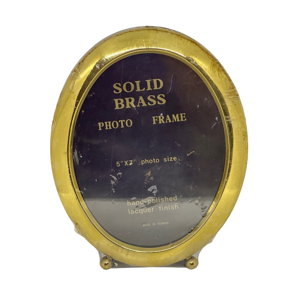 VTG Kmart Photo Frame Gold Solid Brass Oval Hand Polished Lacquer Finish 5x7